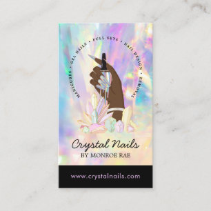 Crystal Holographic Nail Technician Artist Salon Business Card