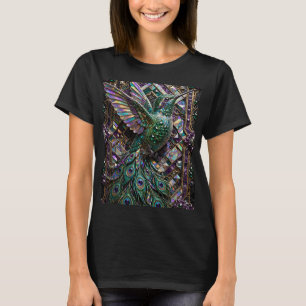 Crystal Hummingbird Peacock Mosaic design T-Shirt