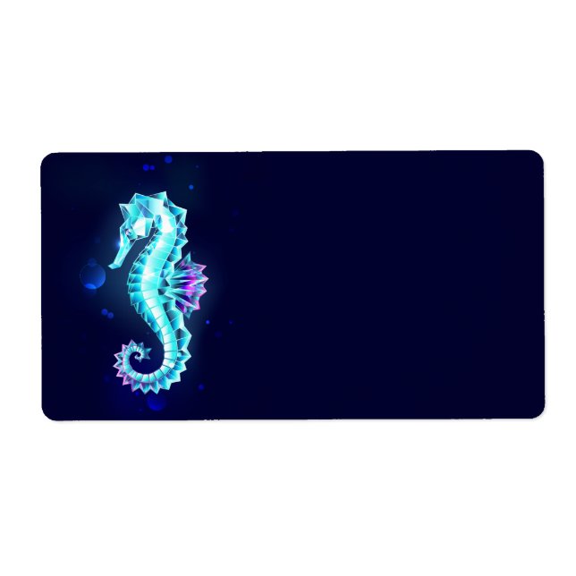 Crystal Ice Seahorse on Blue Background (Front)