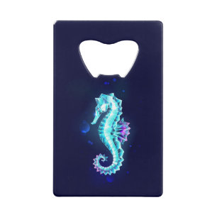 Crystal Ice Seahorse on Blue Background