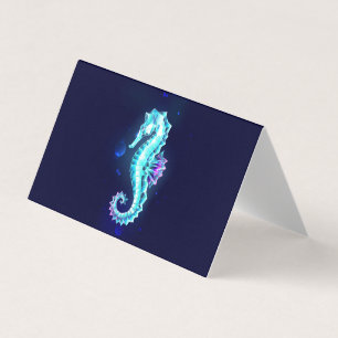 Crystal Ice Seahorse on Blue Background