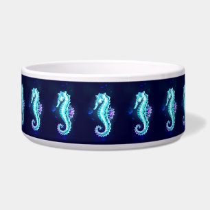 Crystal Ice Seahorse on Blue Background