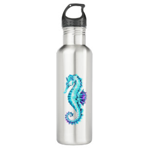 Crystal Ice Seahorse on Blue Background 710 Ml Water Bottle