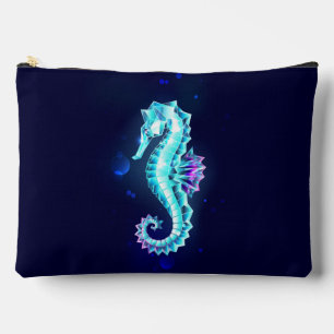 Crystal Ice Seahorse on Blue Background Accessory Pouch