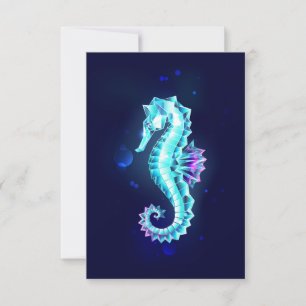Crystal Ice Seahorse on Blue Background Announcement
