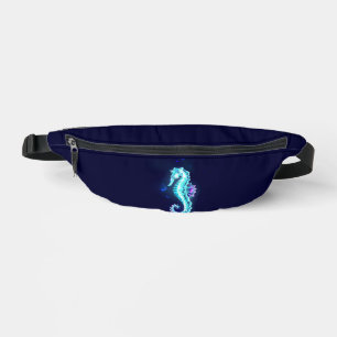 Crystal Ice Seahorse on Blue Background Bum Bags