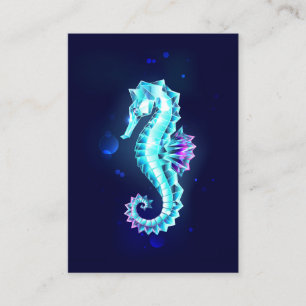 Crystal Ice Seahorse on Blue Background Calling Card