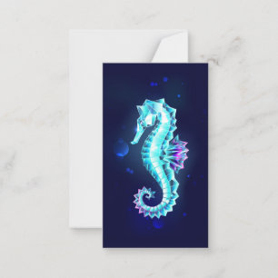 Crystal Ice Seahorse on Blue Background Card