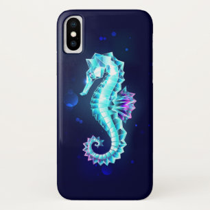 Crystal Ice Seahorse on Blue Background iPhone X Case