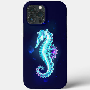 Crystal Ice Seahorse on Blue Background iPhone 13 Pro Max Case