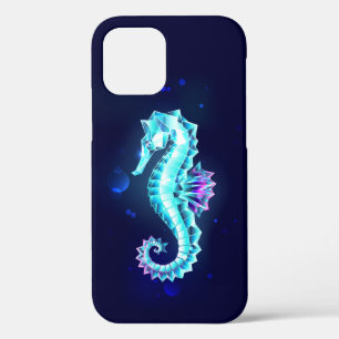 Crystal Ice Seahorse on Blue Background iPhone 12 Pro Case