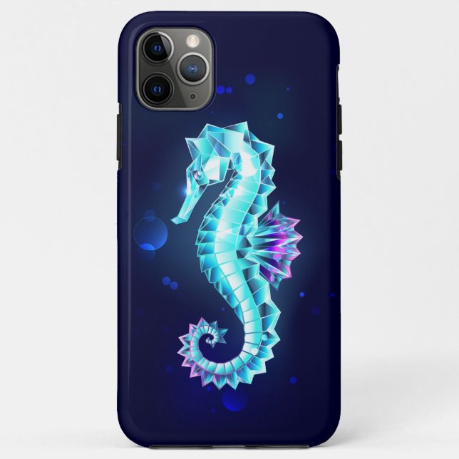 Crystal Ice Seahorse on Blue Background Case-Mate iPhone Case (Back)