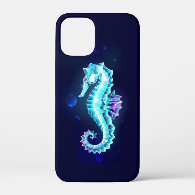 Crystal Ice Seahorse on Blue Background Case-Mate iPhone Case (Back)