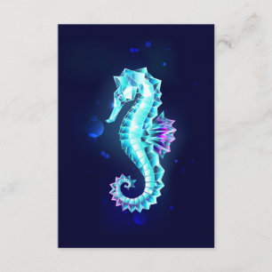 Crystal Ice Seahorse on Blue Background Enclosure Card