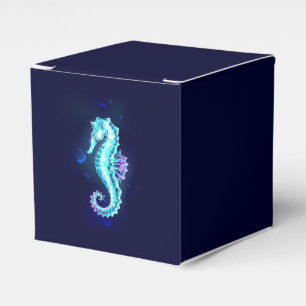Crystal Ice Seahorse on Blue Background Favour Box