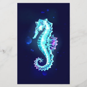 Crystal Ice Seahorse on Blue Background Flyer
