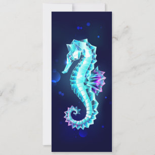Crystal Ice Seahorse on Blue Background Invitation