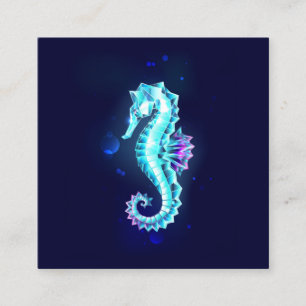 Crystal Ice Seahorse on Blue Background Loyalty Card