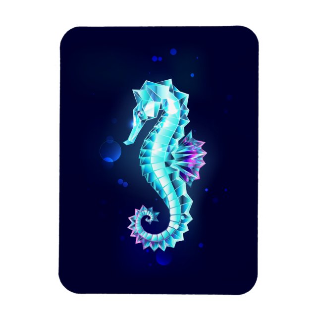 Crystal Ice Seahorse on Blue Background Magnet (Vertical)