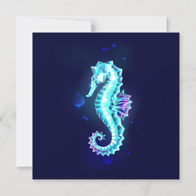 Crystal Ice Seahorse on Blue Background Magnetic Invitation (Front)