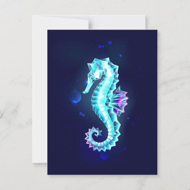 Crystal Ice Seahorse on Blue Background Magnetic Invitation (Front)