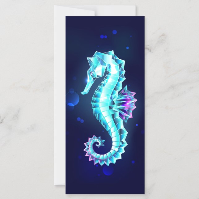Crystal Ice Seahorse on Blue Background Magnetic Invitation (Front)