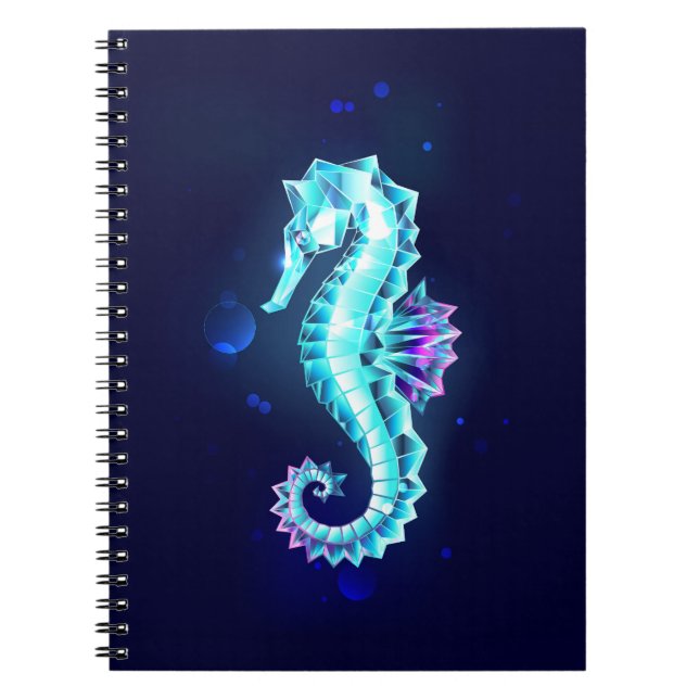 Crystal Ice Seahorse on Blue Background Notebook (Front)