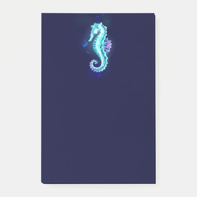 Crystal Ice Seahorse on Blue Background Post-it Notes (Front)
