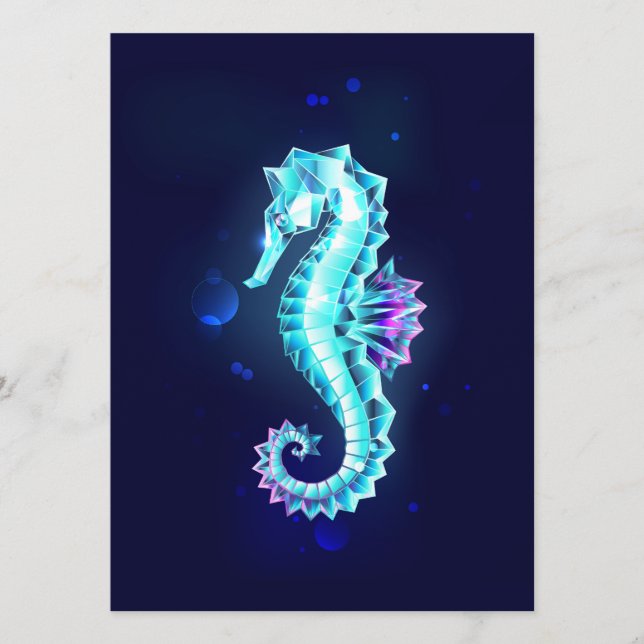 Crystal Ice Seahorse on Blue Background Program (Front)