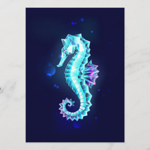 Crystal Ice Seahorse on Blue Background Program