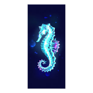 Crystal Ice Seahorse on Blue Background Rack Card