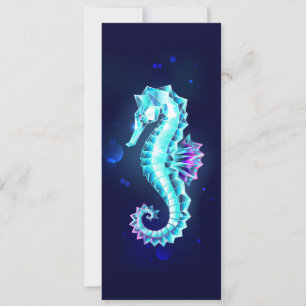 Crystal Ice Seahorse on Blue Background Save The Date