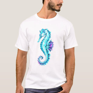 Crystal Ice Seahorse on Blue Background T-Shirt
