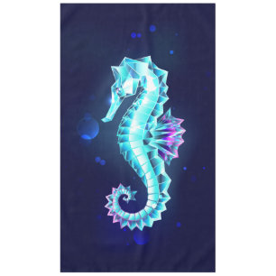 Crystal Ice Seahorse on Blue Background Tablecloth