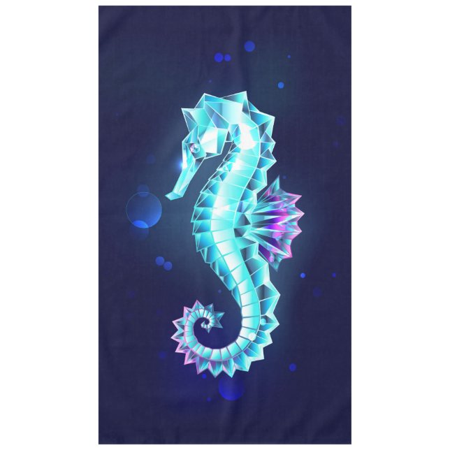 Crystal Ice Seahorse on Blue Background Tablecloth (Front)