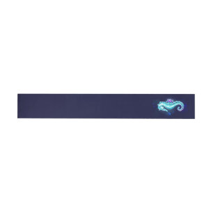 Crystal Ice Seahorse on Blue Background Wraparound Address Label