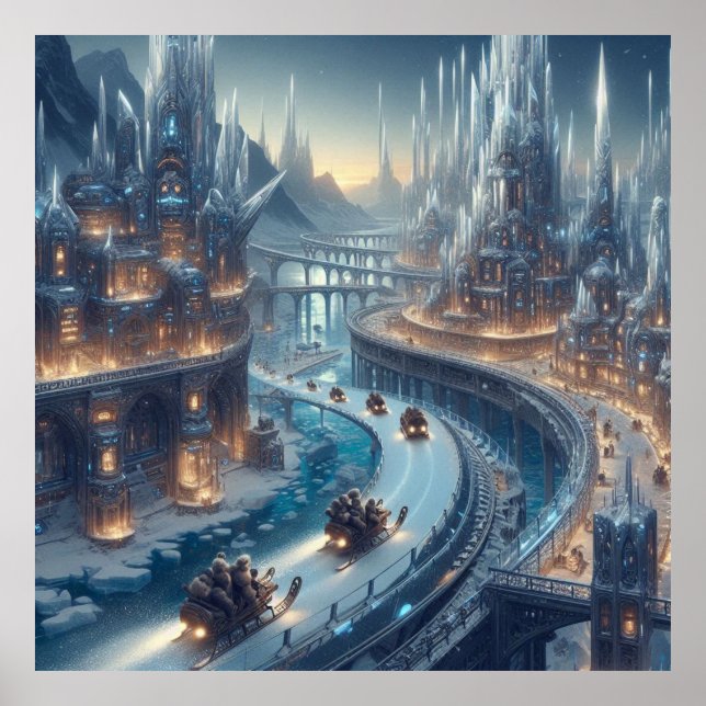 Crystal Ice World Fantasy Art Poster (Front)