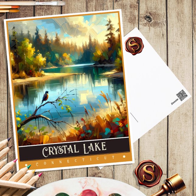 Crystal Lake, Connecticut | Vintage Painting Postcard (Creator Uploaded)
