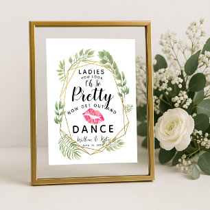 Crystal leaf foliage Ladies BATHROOM wedding sign