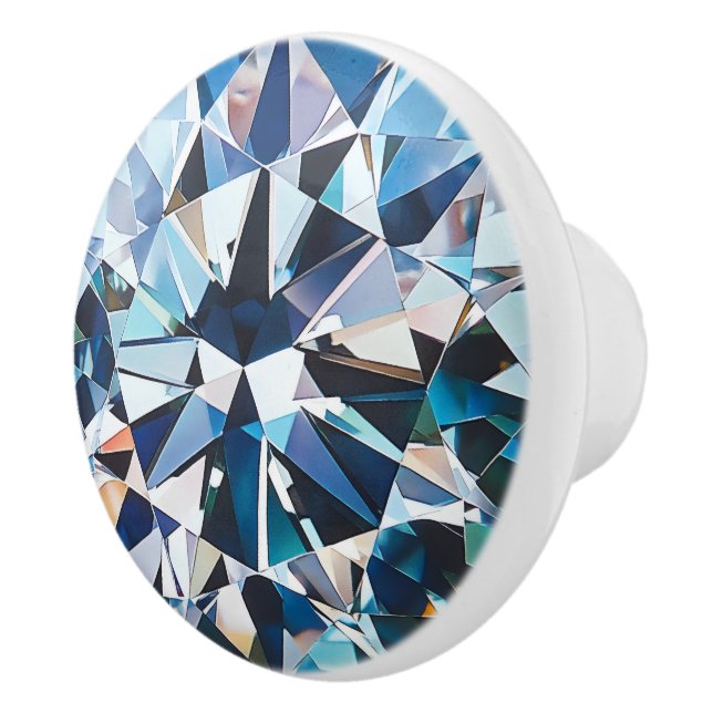 Crystal Light Blue Diamond Pattern Ceramic Knob (Right)