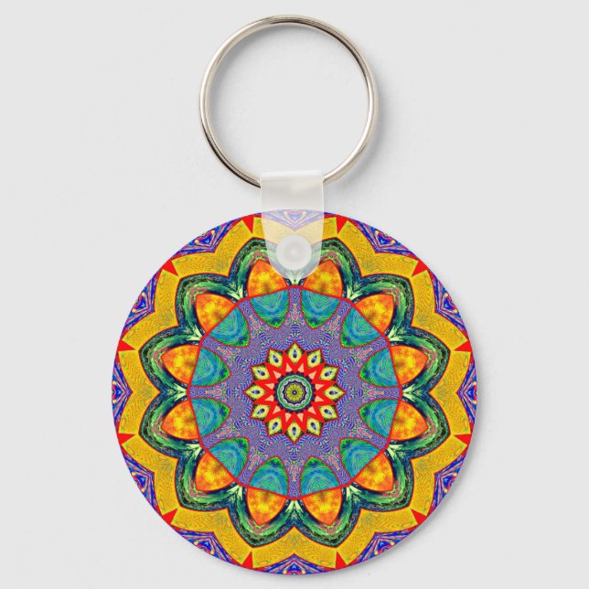 "Crystal Mandala Quilt" Key Ring (Front)