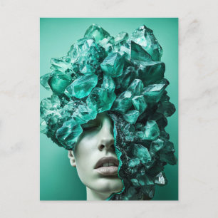 Crystal Mask Woman Adorned with Mineral Fluorite C Holiday Postcard