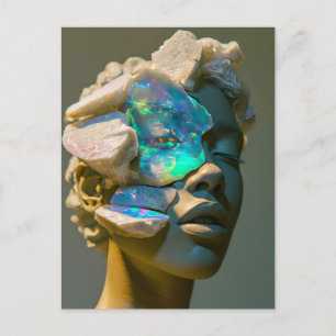 Crystal Mask Woman Adorned with Mineral Opal Cryst Holiday Postcard