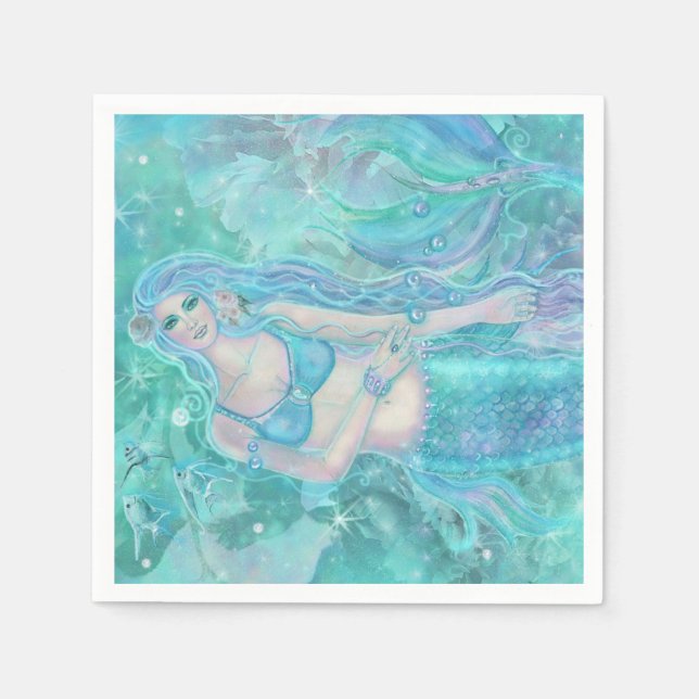 Crystal Mermaid dreams by Renee Lavoie  Napkin (Front)