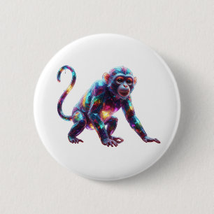 Crystal Monkey Art 6 Cm Round Badge