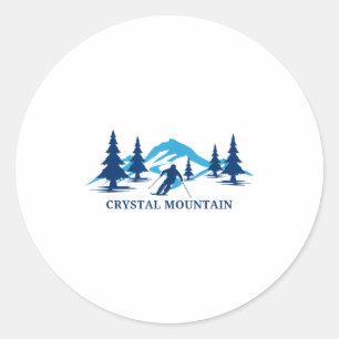 Crystal mountain michigan ski resort skiing skier classic round sticker