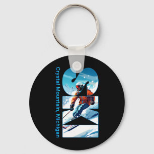 Crystal Mountain Michigan Skiing Vacation Ski Outd Key Ring