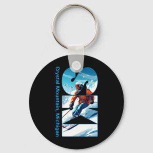 Crystal Mountain Michigan Skiing Vacation Ski Outd Key Ring