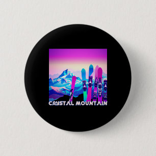 Crystal Mountain Ski Retro 80's Style Skiing And S 6 Cm Round Badge