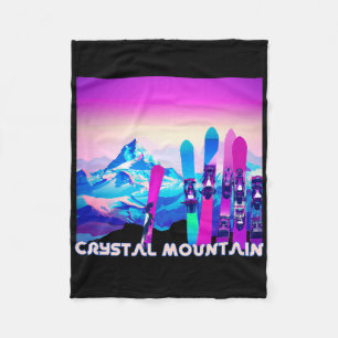 Crystal Mountain Ski Retro 80's Style Skiing And S Fleece Blanket